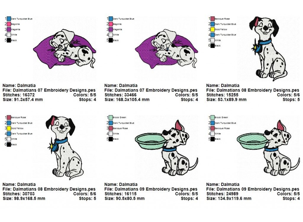 Package 3 Dalmatians 03 Embroidery Designs